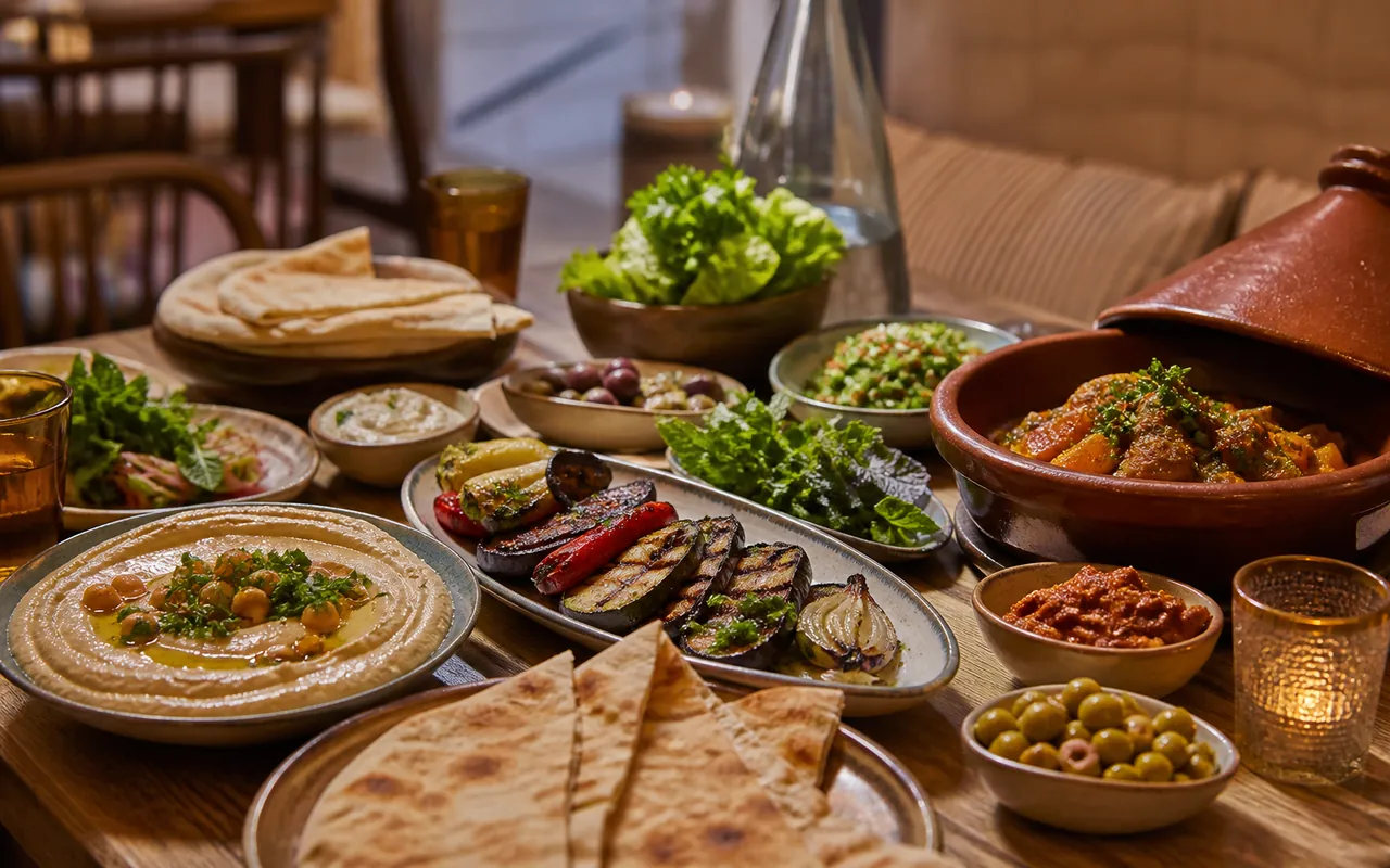 Illustration d’ambiance pour cuisine méditerranéenne et levantine