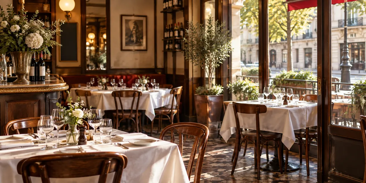 Salle de brasserie préparée pour accueillir un déjeuner