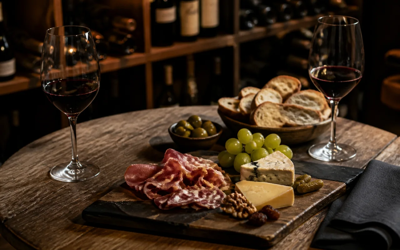 Illustration IA d’un comptoir de bar à vins