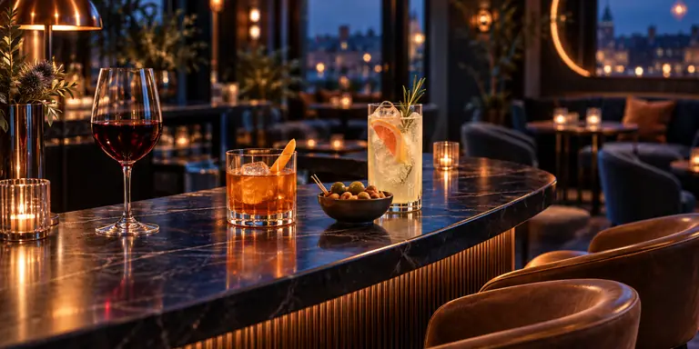 Comptoir et verres pour choisir un bar selon l'occasion