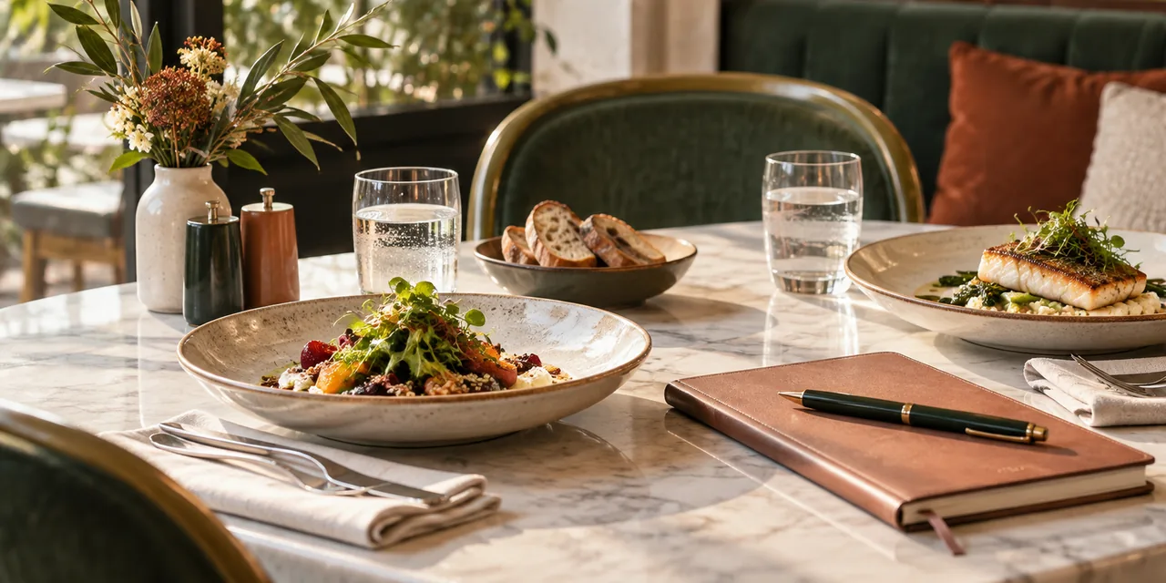 Déjeuner professionnel préparé dans une brasserie contemporaine
