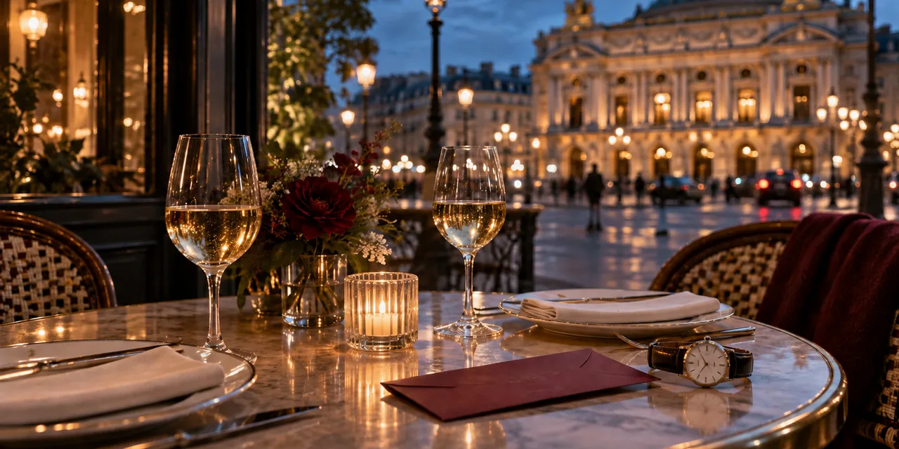Table de restaurant préparée avant une soirée au spectacle